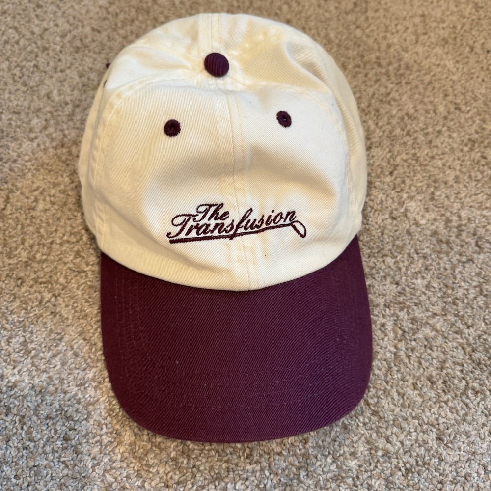 Abercrombie & Fitch The Transfusion Golf Hat Cream Burgundy Adjustable Dad Cap